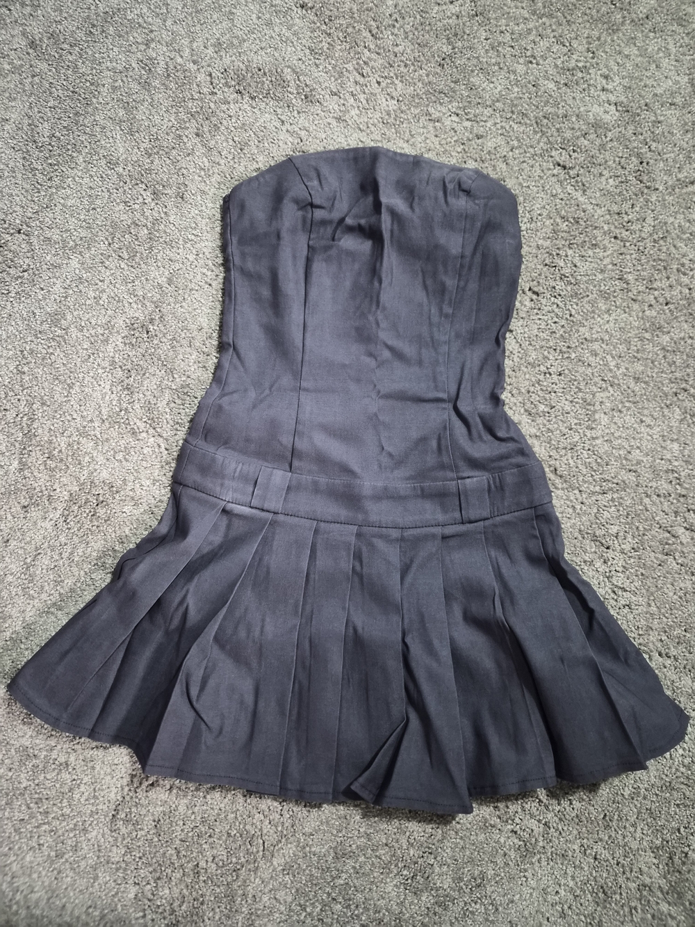 Motel Rocks Strapless Pleated Mini Dress in Charcoal Gray